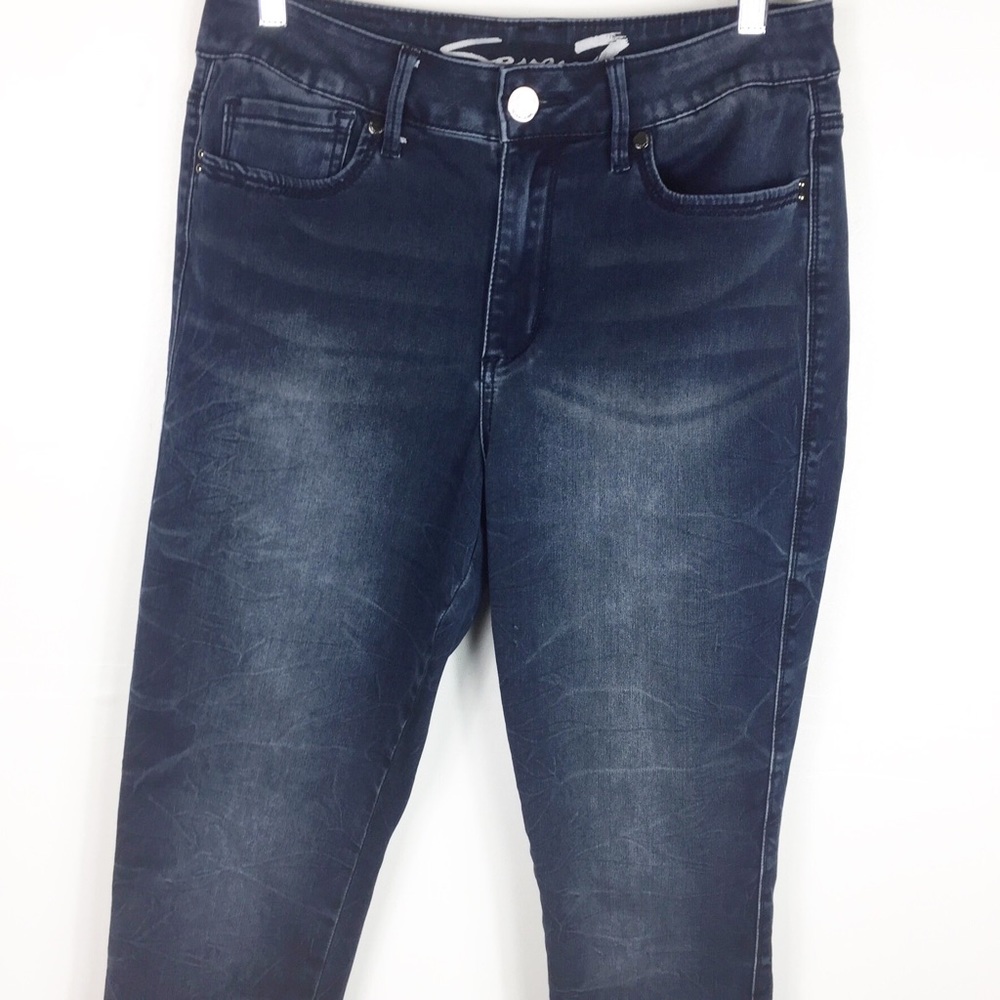 Seven7 Womens High Rise Skinny Jeans Dark Wash - Picture 3 of 6